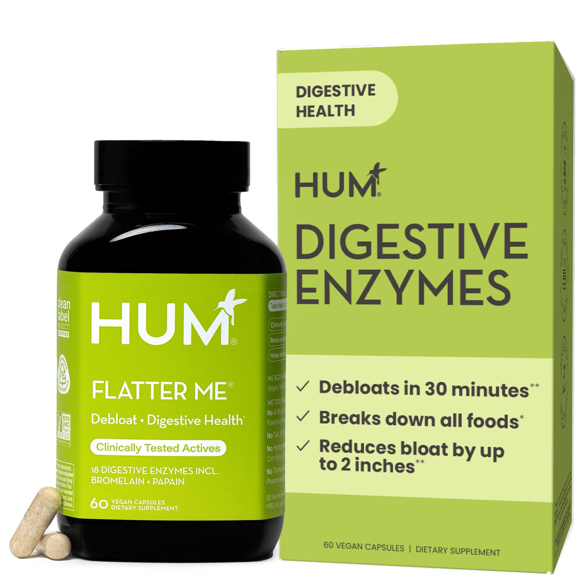 HUM Flatter Me Digestive Enzymes for Debloating and Digestion
