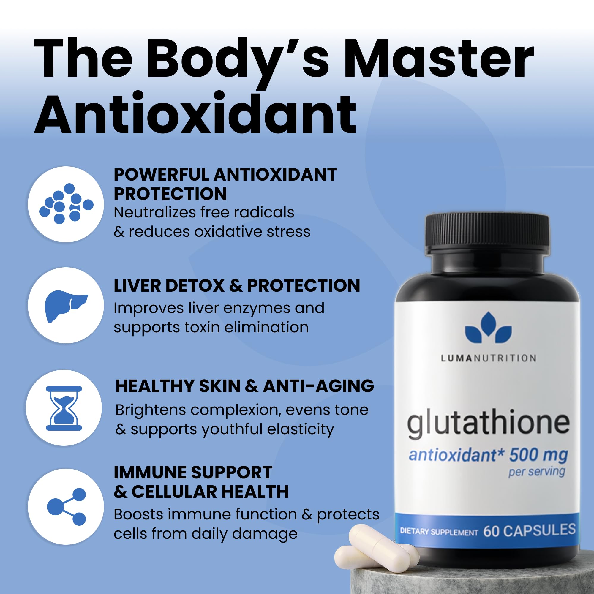 Luma Nutrition Glutathione Supplement - Reduced L-Glutathione

