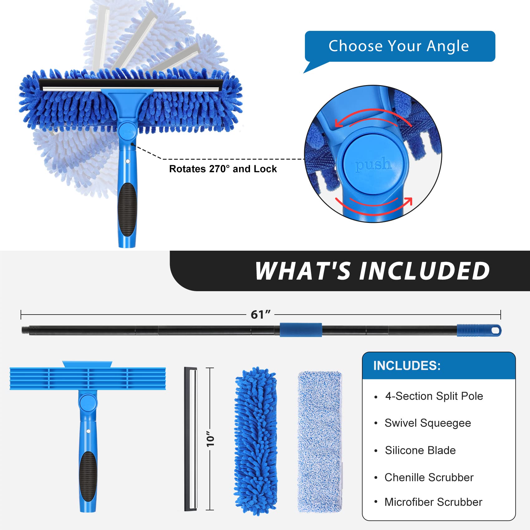 VITEVER Window Squeegee Kit with Interchangeable Components

