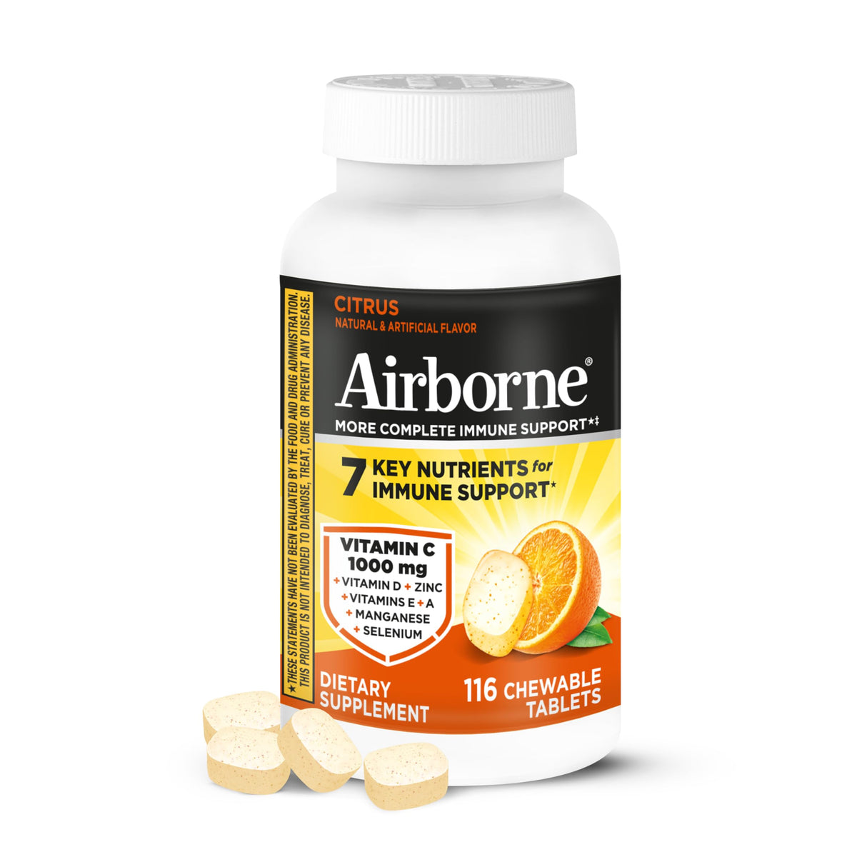 Airborne Immune Support Chewable Tablets Vitamin C 1000 mg
