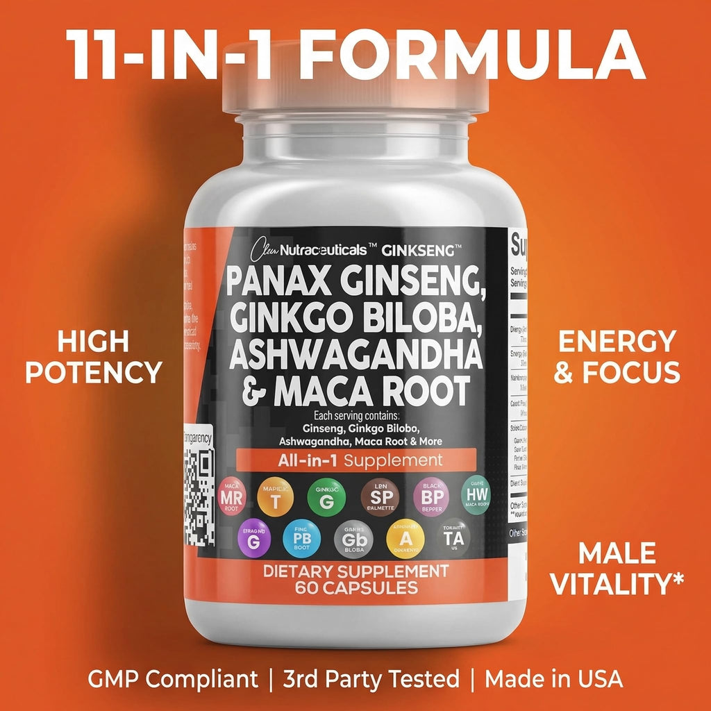 Clean Nutraceuticals Focus Formula Panax Ginseng Ginkgo

