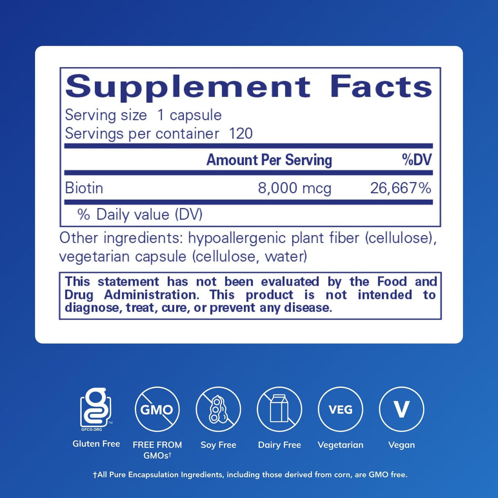 Pure Encapsulations Biotin Supplement for Hair Skin Nails

