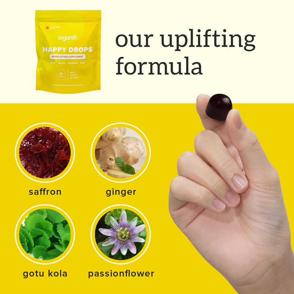Organifi Happy Drops Mood Gummies for Daily Mood Support

