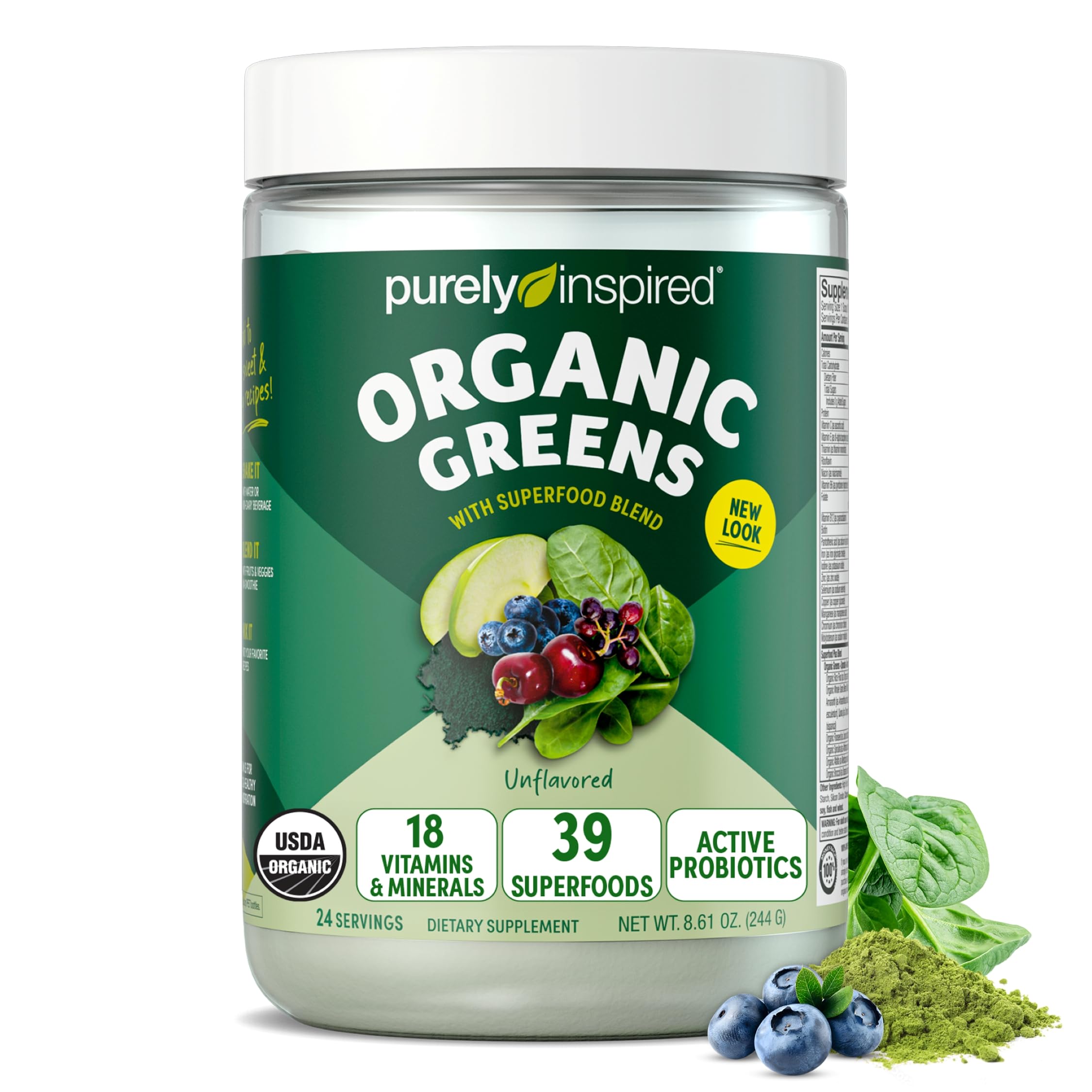 Purely Inspired Organic Greens Powder - Superfood Smoothie Mix