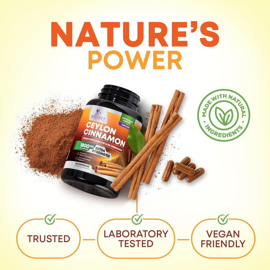Organic Ceylon Cinnamon Capsules Extra Strength 1800mg

