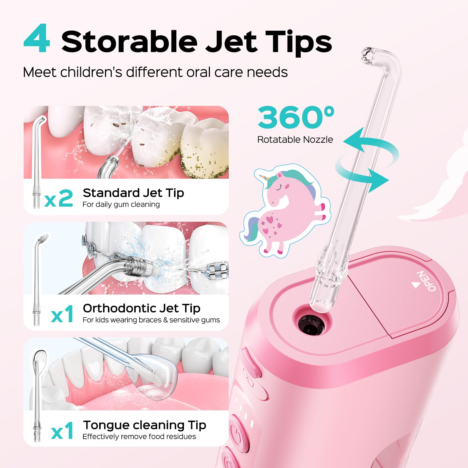 COSLUS Kids Water Flosser T40 Portable - 4 Modes


