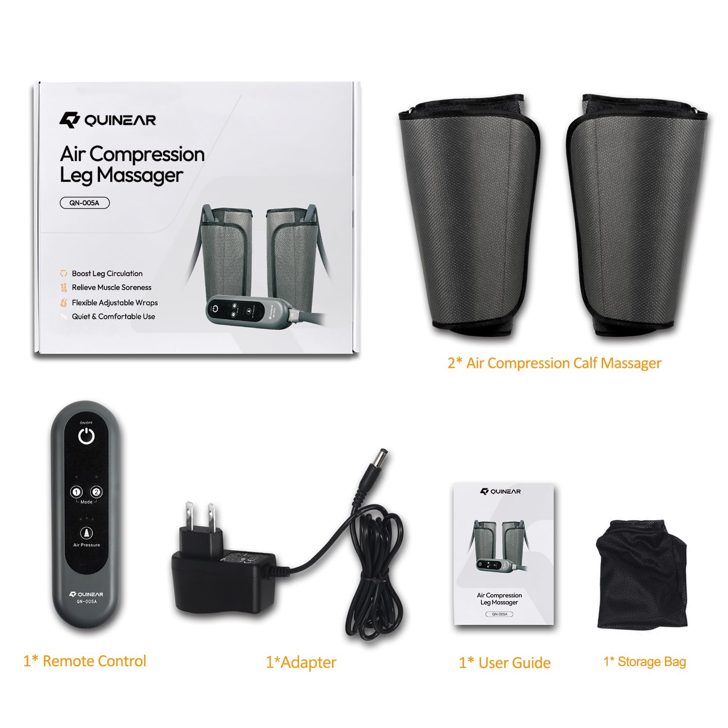 QUINEAR Air Compression Leg Massager - Circulation Relief

