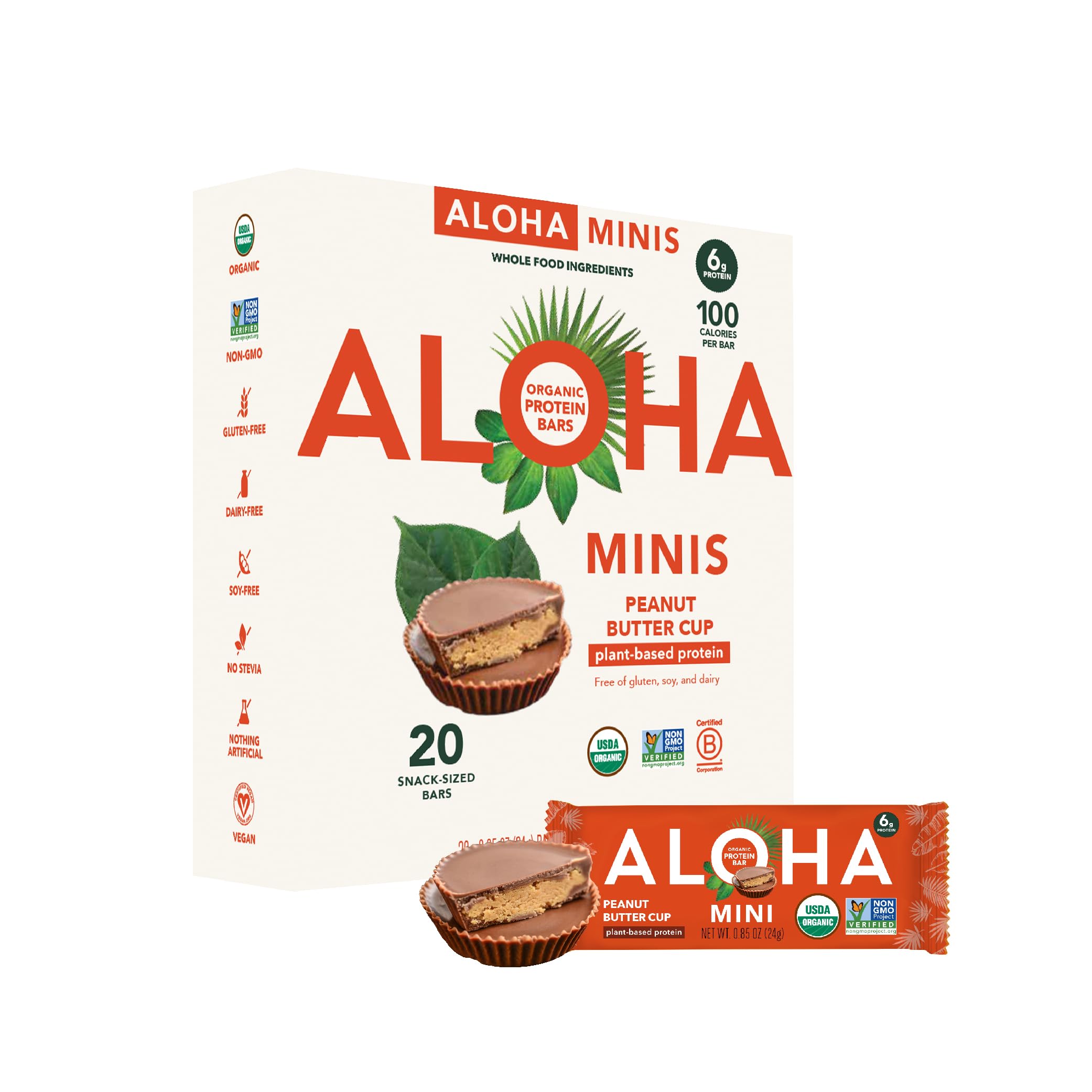 ALOHA Organic Plant Based Protein Bar MINIS – Vegan Gluten Free Snack