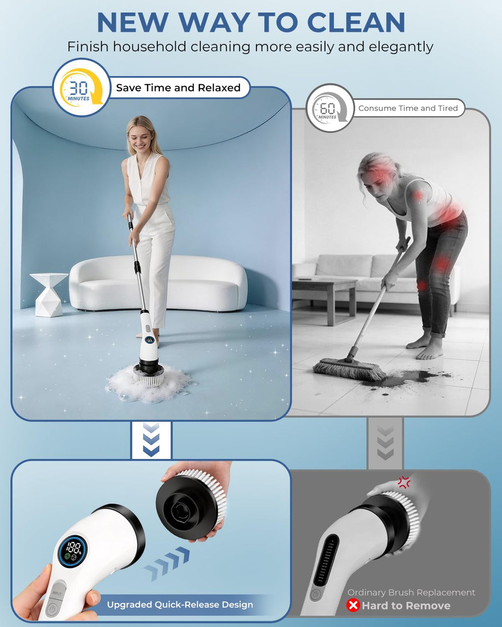 Electric Spin Scrubber with Rechargeable Battery

