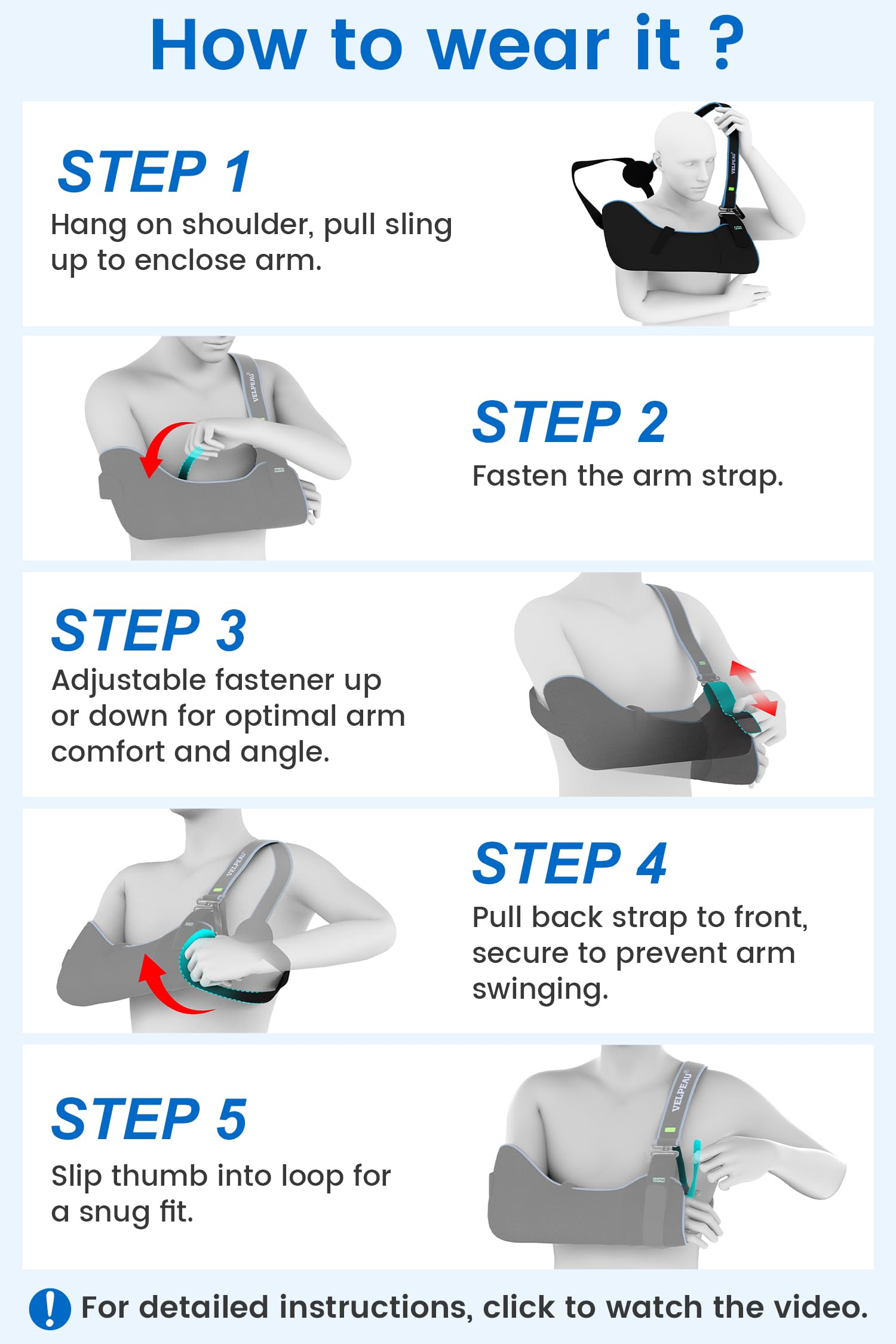Velpeau Arm Sling Immobilizer | Rotator Cuff Support


