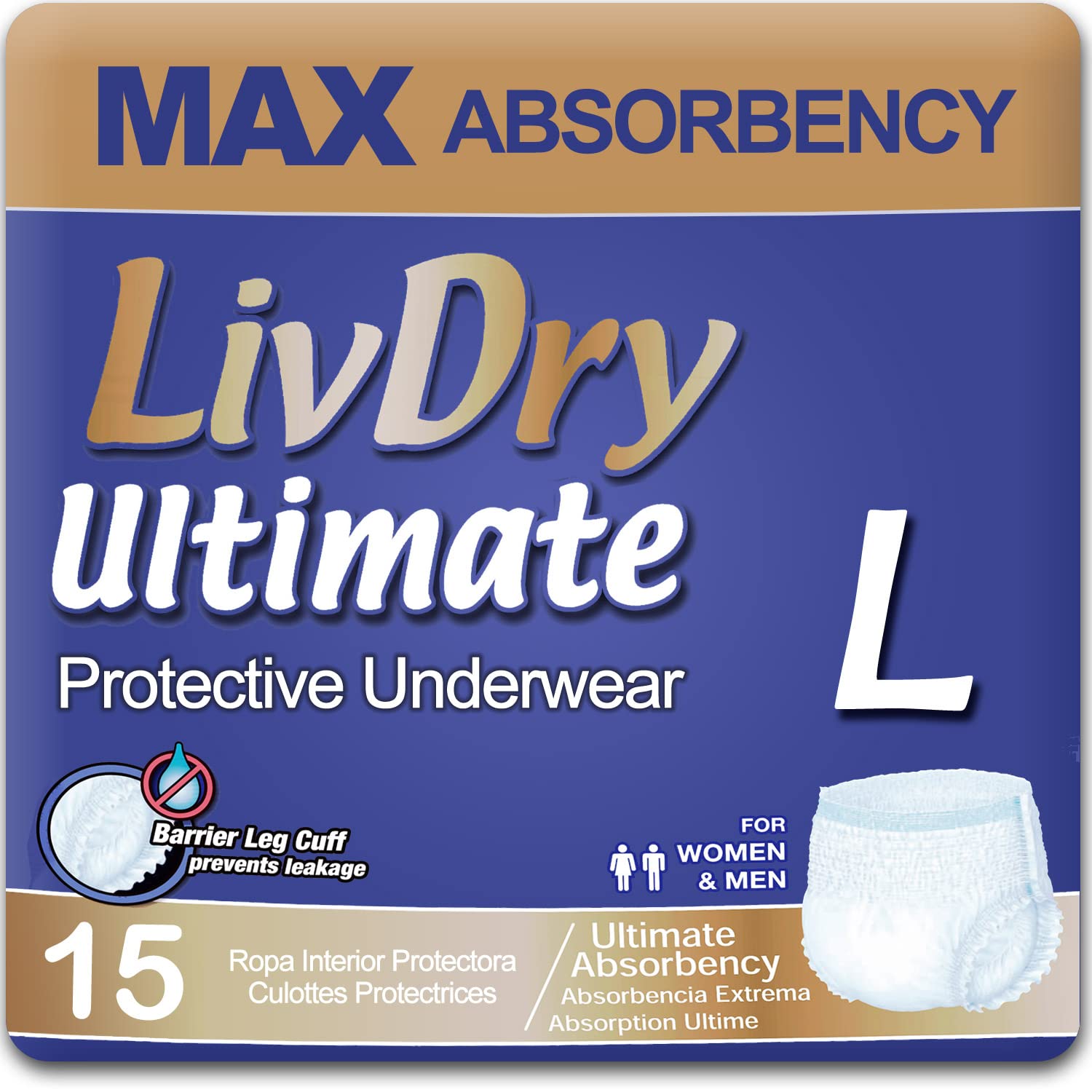 LivDry Ultimate Adult Incontinence Underwear - Max Absorbent