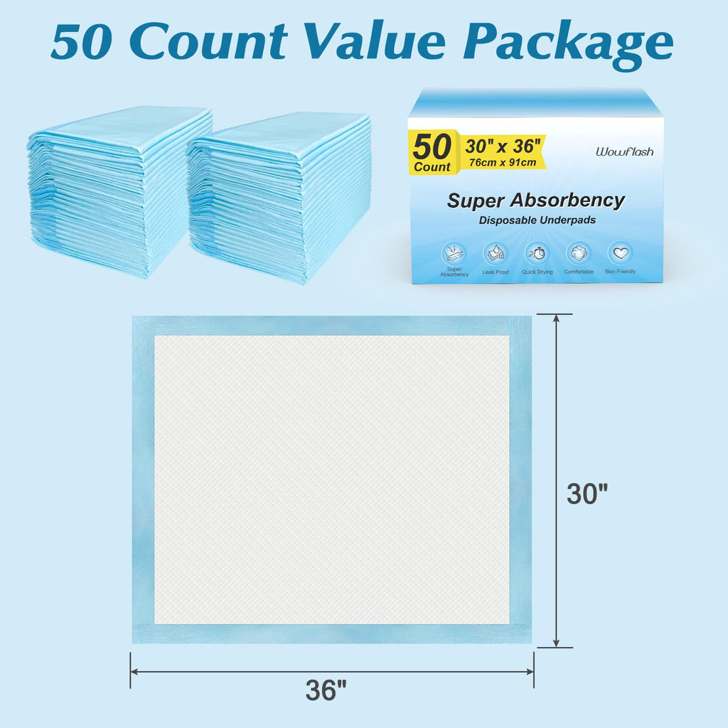 Wowflash Disposable Underpads Multi-Layer Protection

