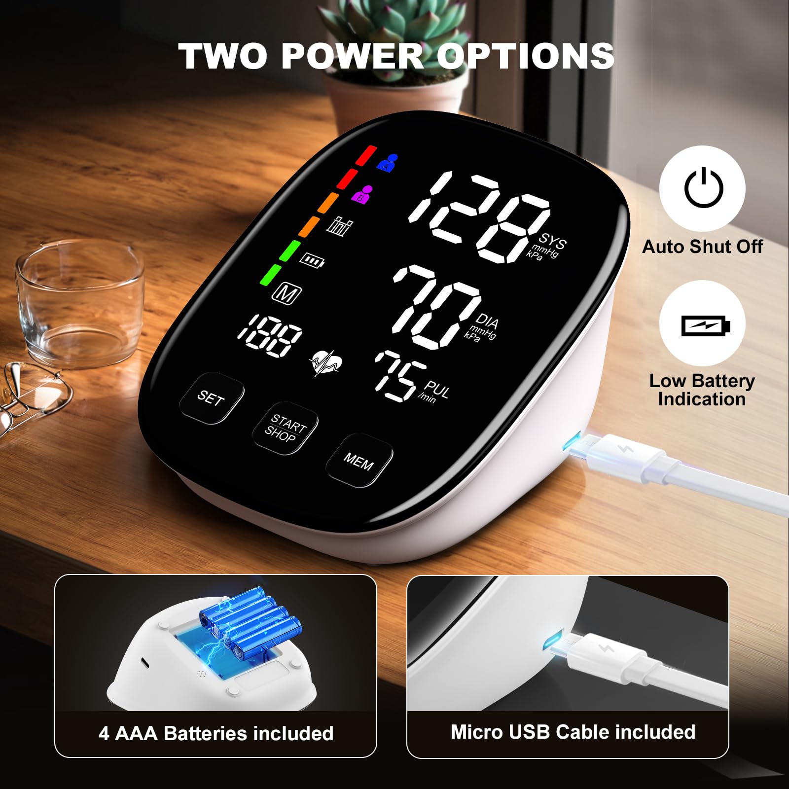 Automatic Home Blood Pressure Monitor with Adjustable Cuffs

