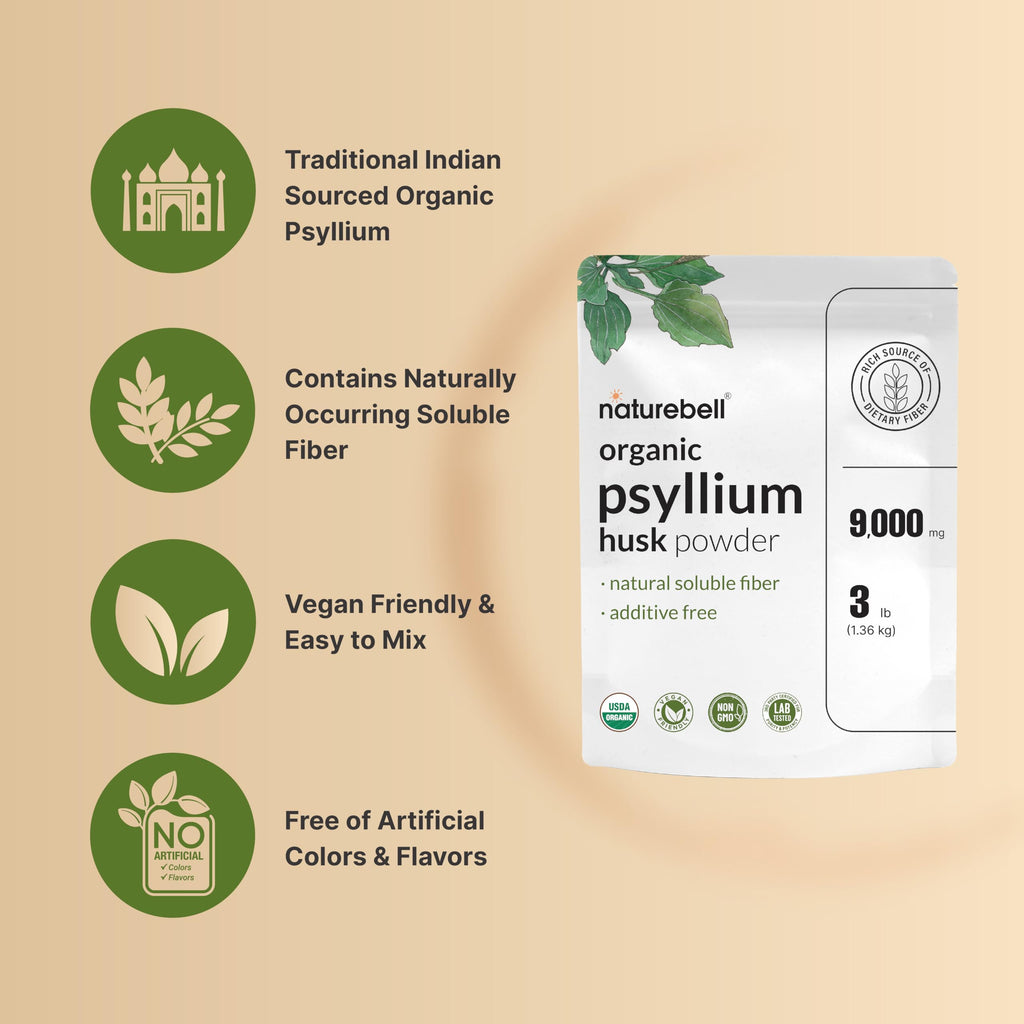 NatureBell Psyllium Husk Fiber Powder for Digestive Health

