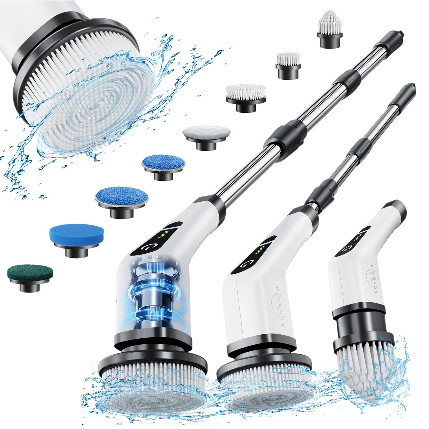 Leebein Electric Spin Scrubber Cordless Cleaning Brush with 8 Replaceable Heads