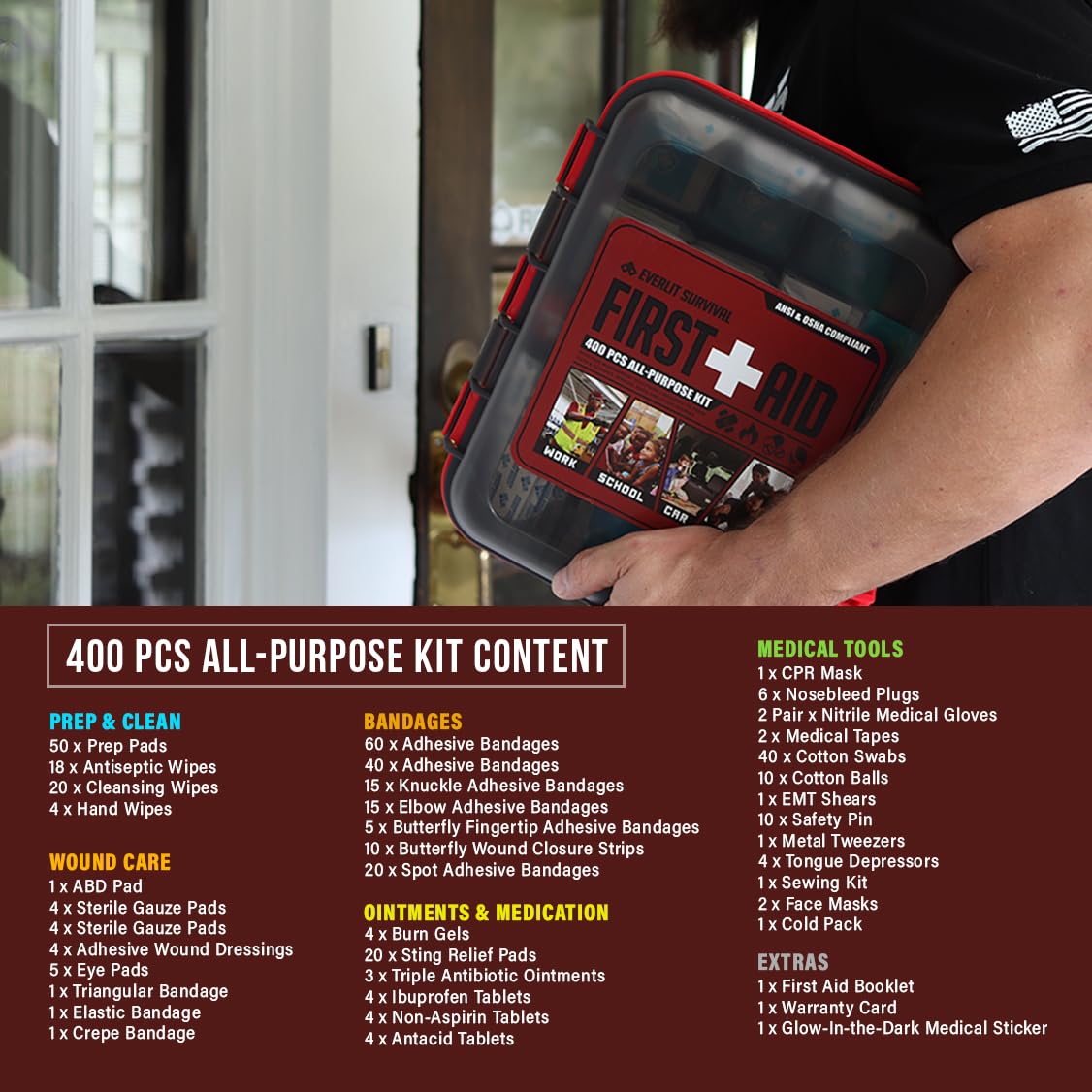 EVERLIT First Aid Kit – OSHA/ANSI Compliant Medical Kit

