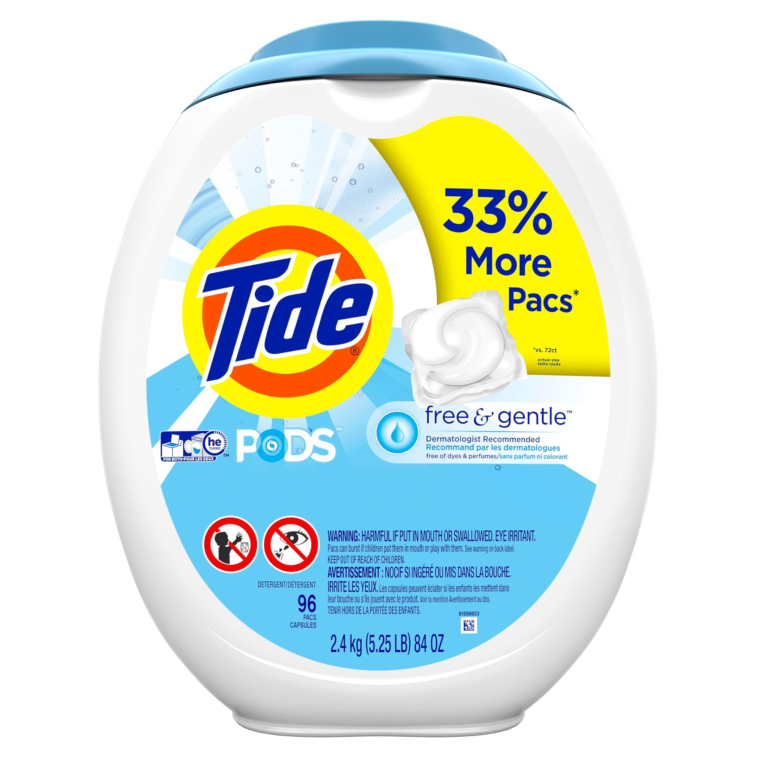 Tide PODS Free & Gentle Laundry Detergent Pods, Hypoallergenic