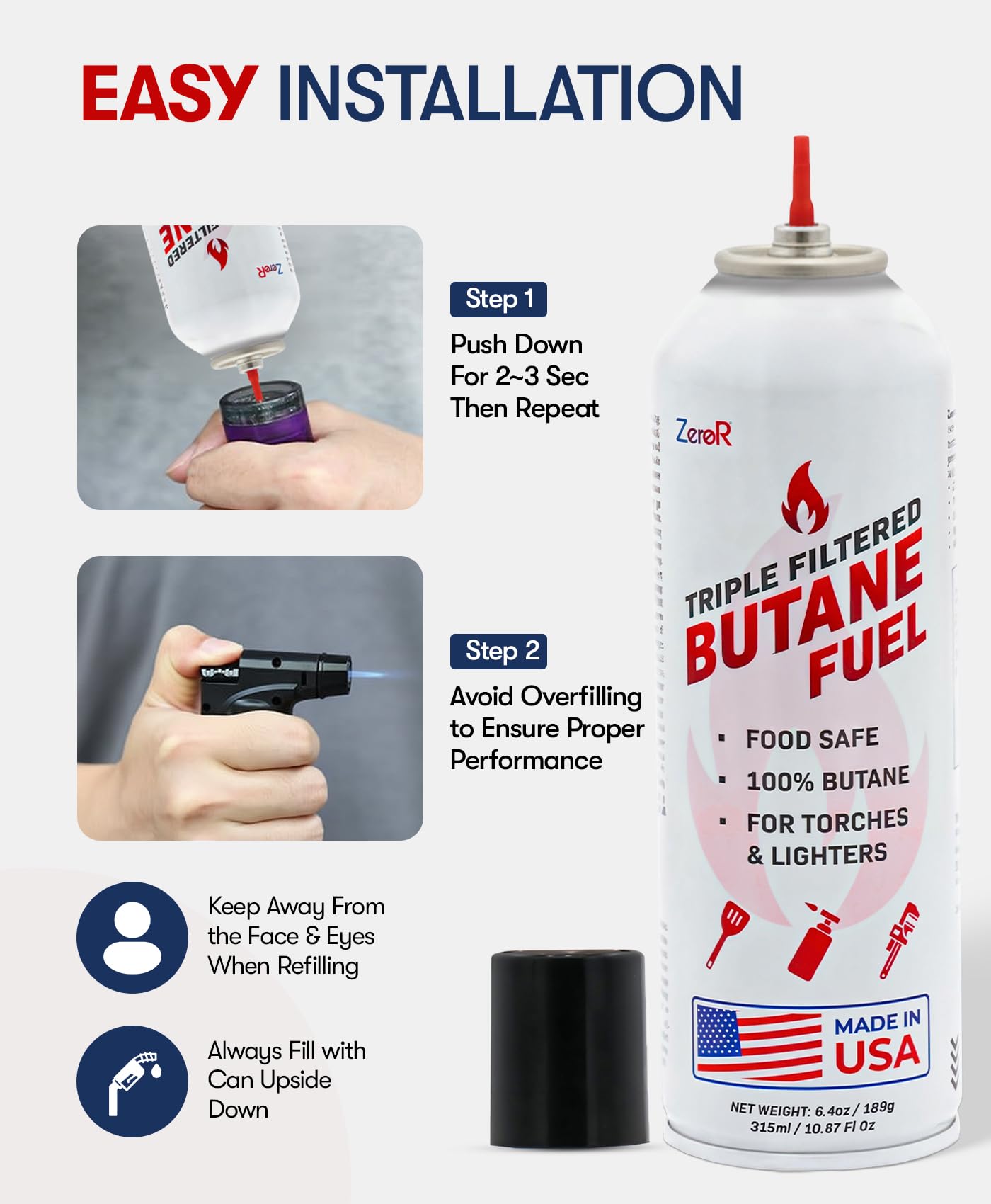 ZeroR Butane Fuel Refill for Torch Lighters | Iso-Butane

