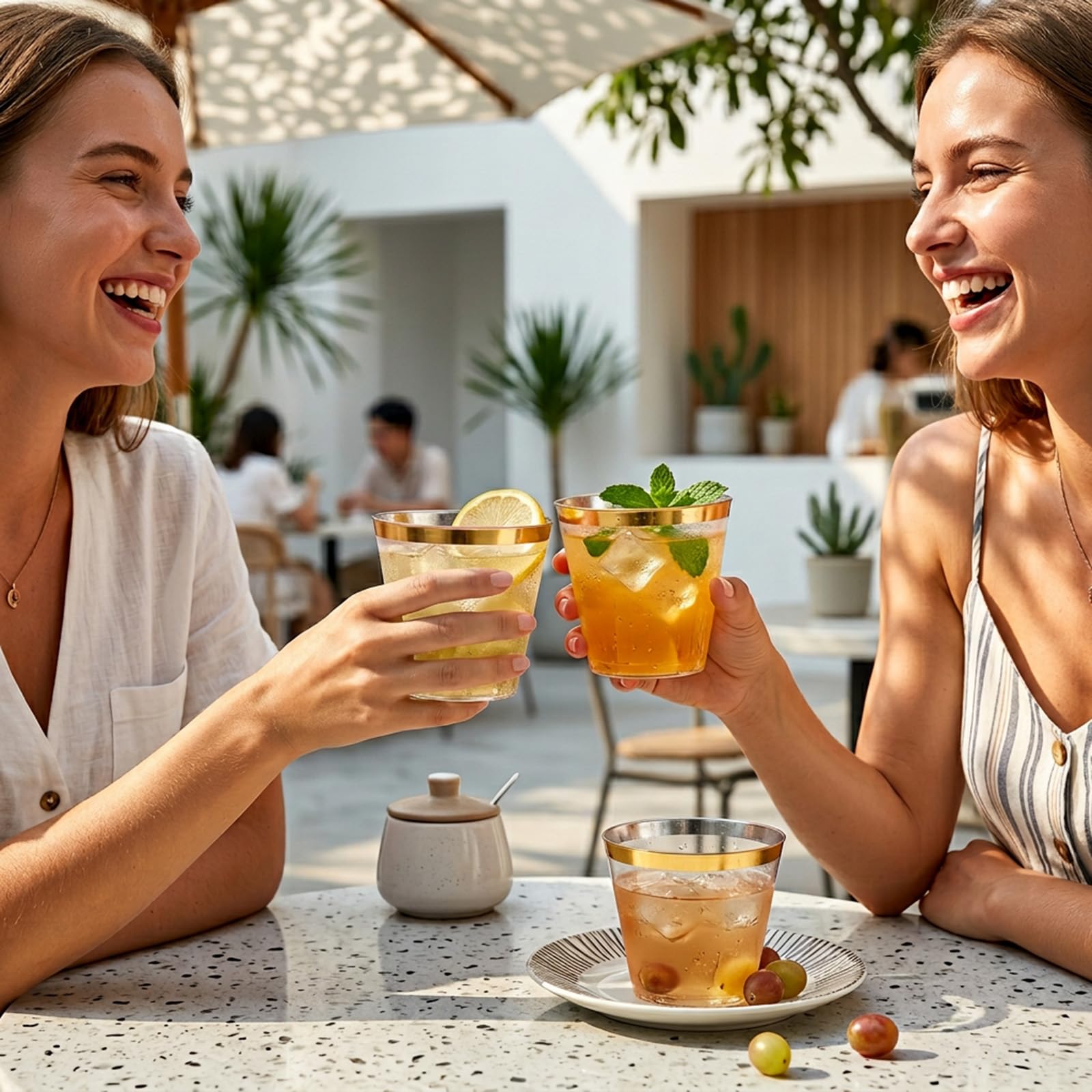 Decorative Rim Disposable Plastic Cups – BPA-Free

