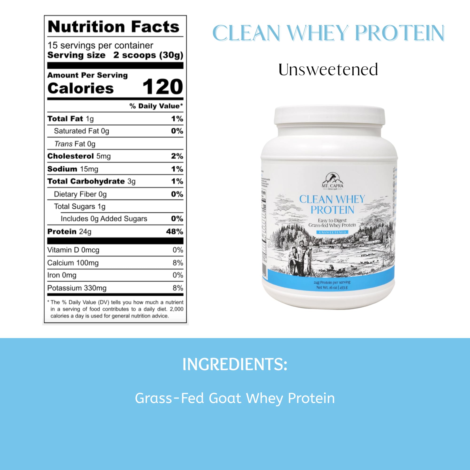 Mt. Capra Goat Whey Protein Powder - Grass-Fed Undenatured

