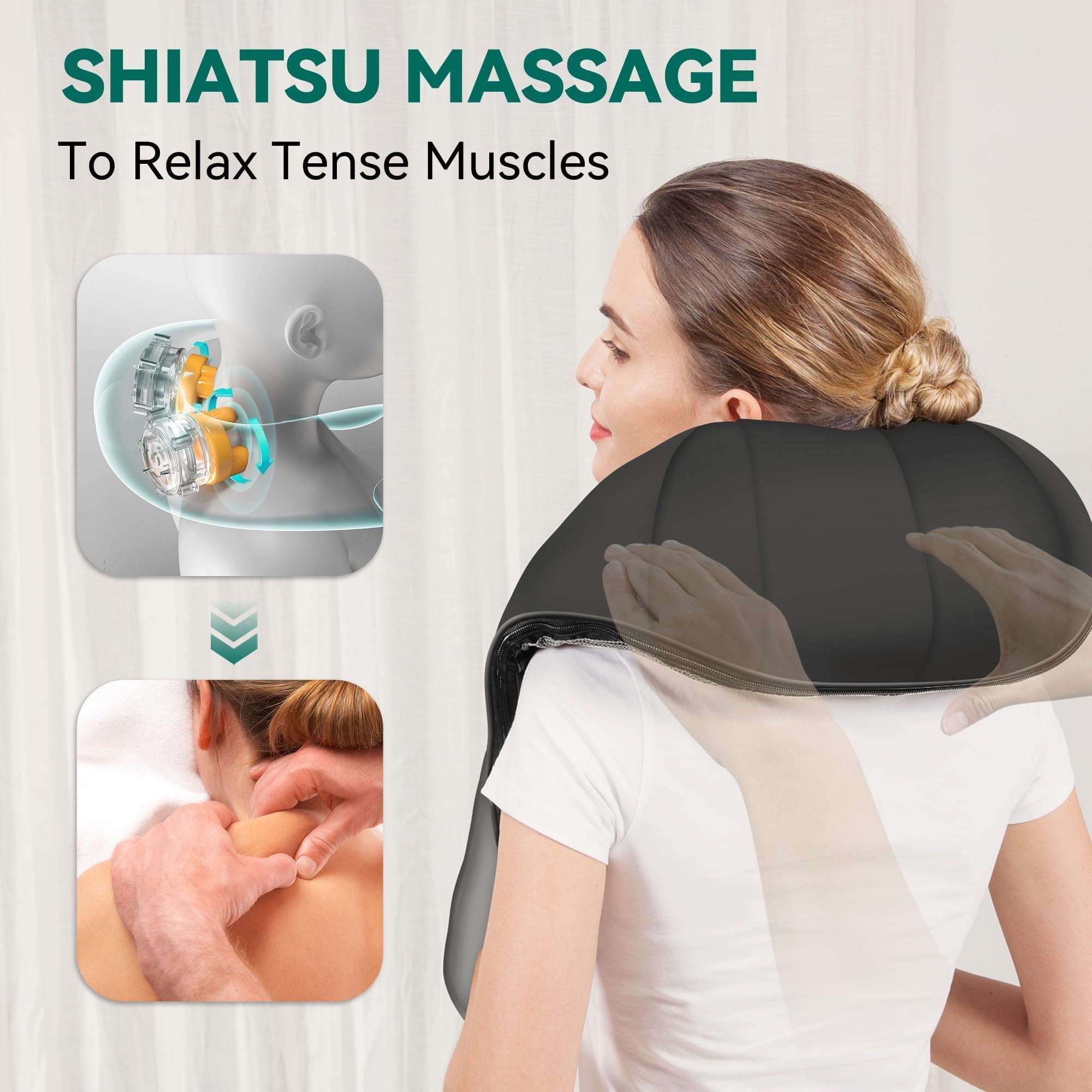 Snailax Cordless Shiatsu Neck Massager with Heat

