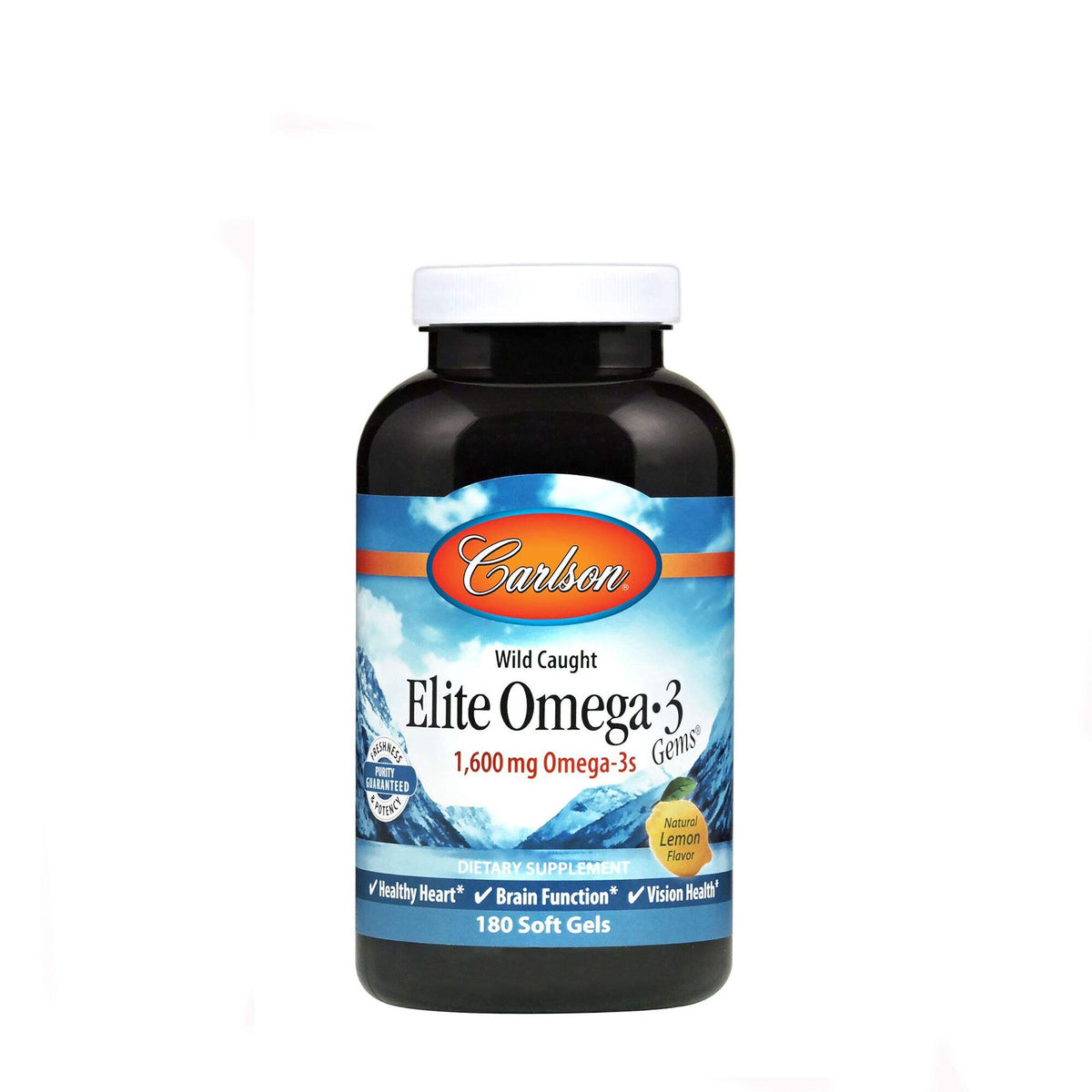 Carlson Elite Omega-3 Gems 1600 mg Norwegian Wild-Caught Fish Oil - Lemon Flavor
