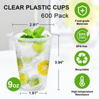 SIUQ Clear Disposable Cups - Crack-Resistant BPA-Free PP

