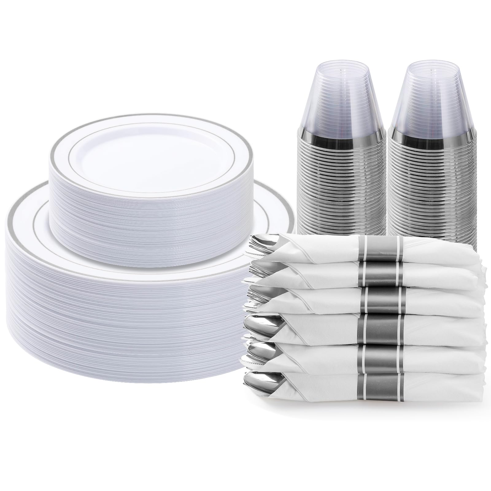 BESTVIP Disposable Plastic Dinnerware Set for Parties