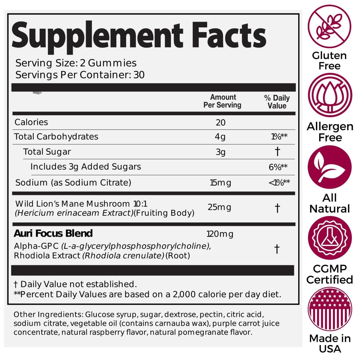 Auri Nutrition Focus Gummies - Cognitive Support

