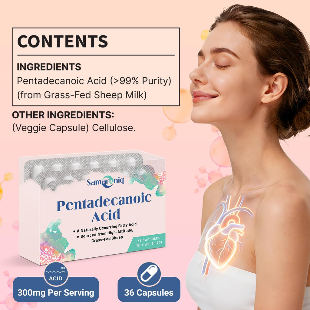 Pentadecanoic Acid 300mg C15:0 from Grass-Fed Sheep Milk

