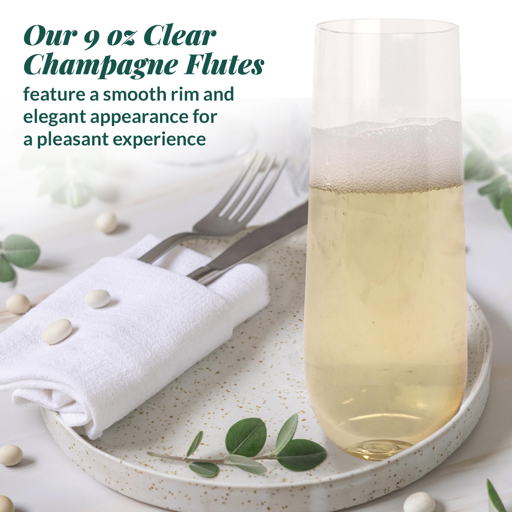Reli. Plastic Champagne Flutes - Shatterproof & BPA-Free


