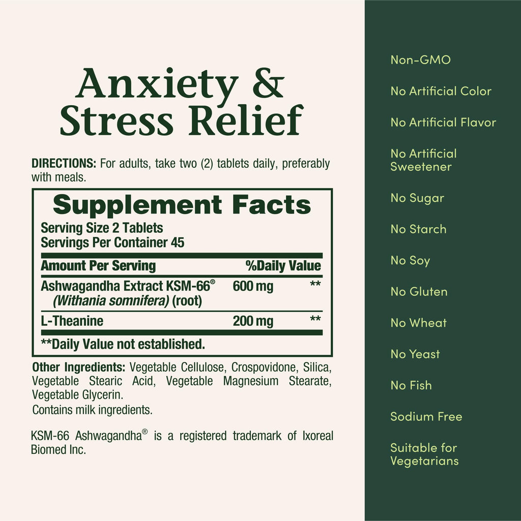 Nature's Bounty Stress Relief Ashwagandha L-Theanine

