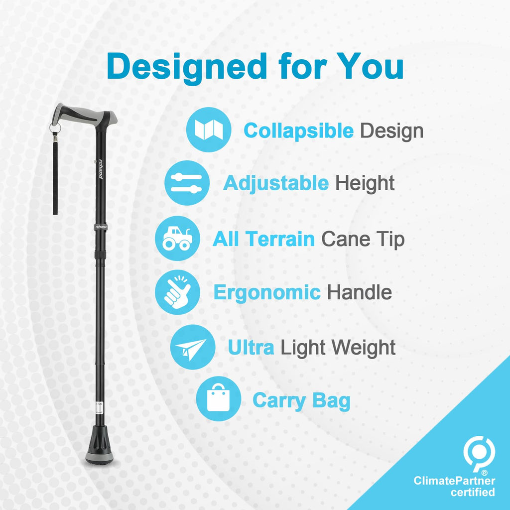 REHAND Folding Walking Cane with All-Terrain Base

