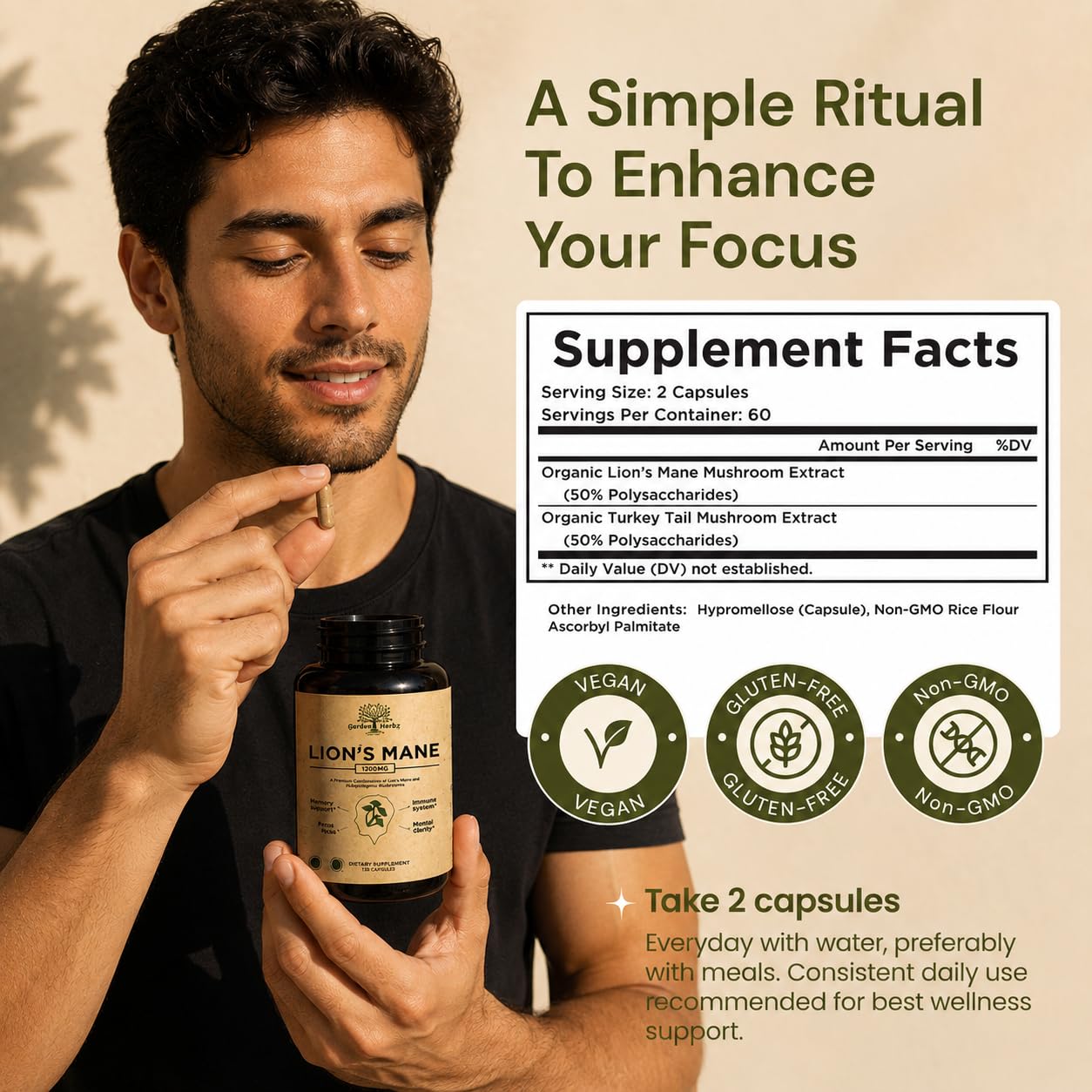 Lion's Mane & Turkey Tail Capsules by Garden of Herbz

