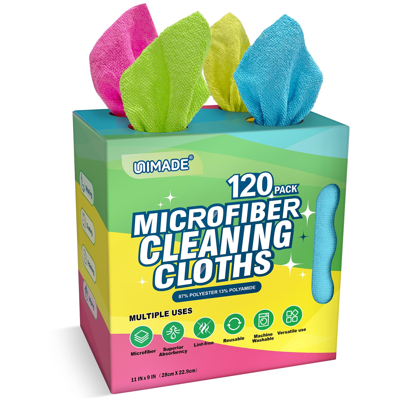 UNIMADE Microfiber Cleaning Cloths - Lint-Free

