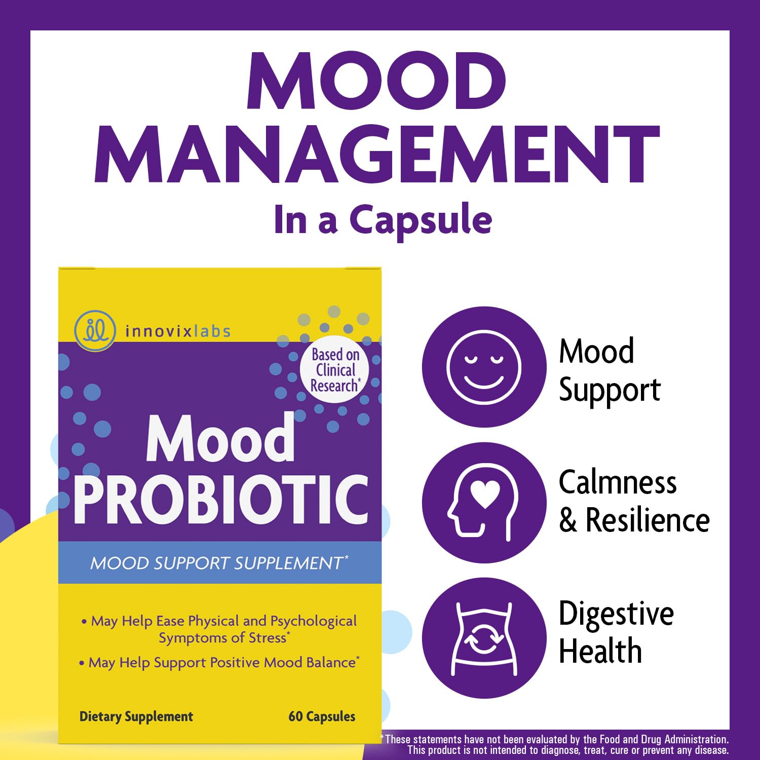 InnovixLabs Mood Probiotic for Digestive & Mood Support

