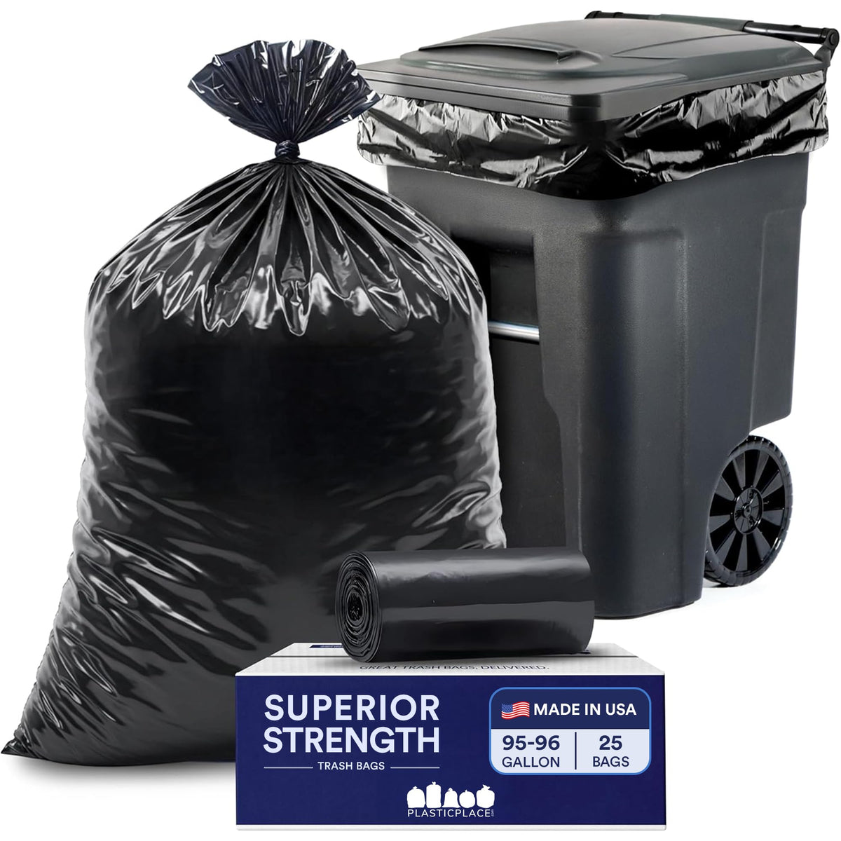 Plasticplace Trash Bags 95-96 Gallon Heavy-Duty 1.5 Mil

