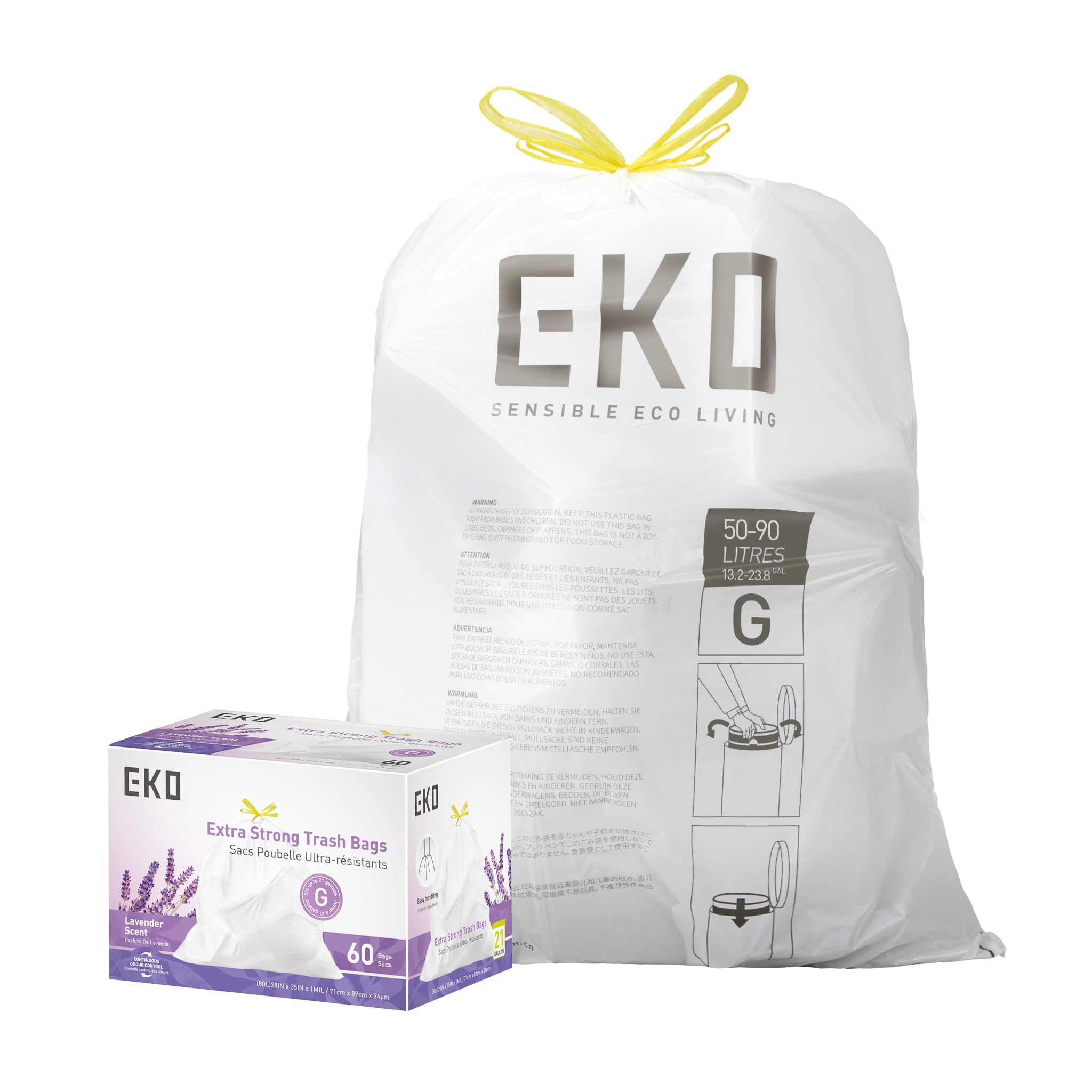 EKO Drawstring Trash Bags for Kitchen & Home
