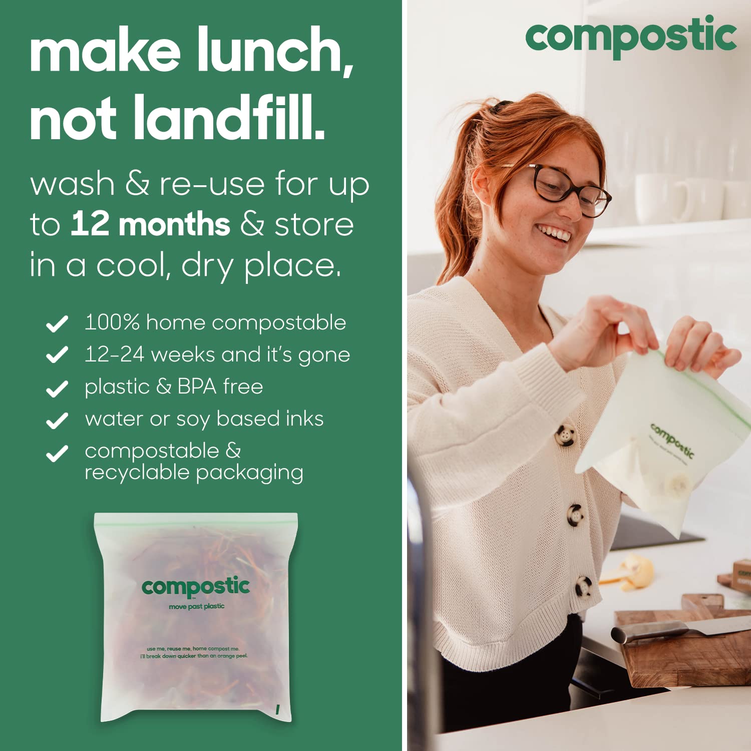 Compostic Compostable Storage Bags | Home Compostable

