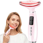 LED Light Therapy Face & Neck Massager with Heat and Vibration