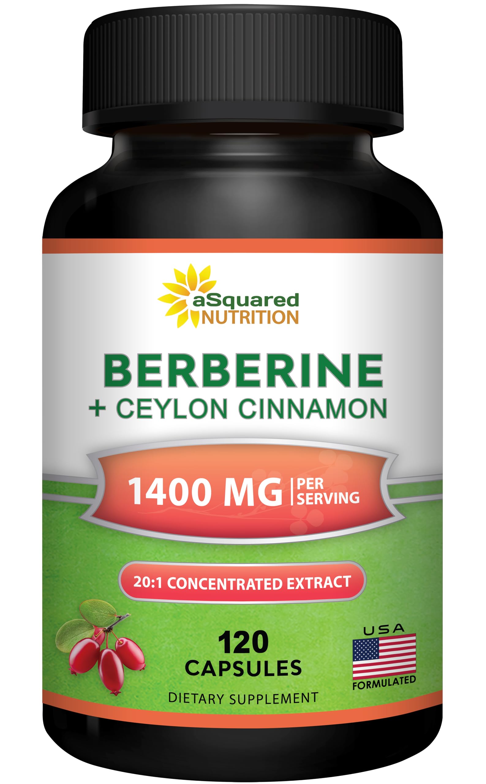 Berberine with Cinnamon by aSquared Nutrition | Max Strength

