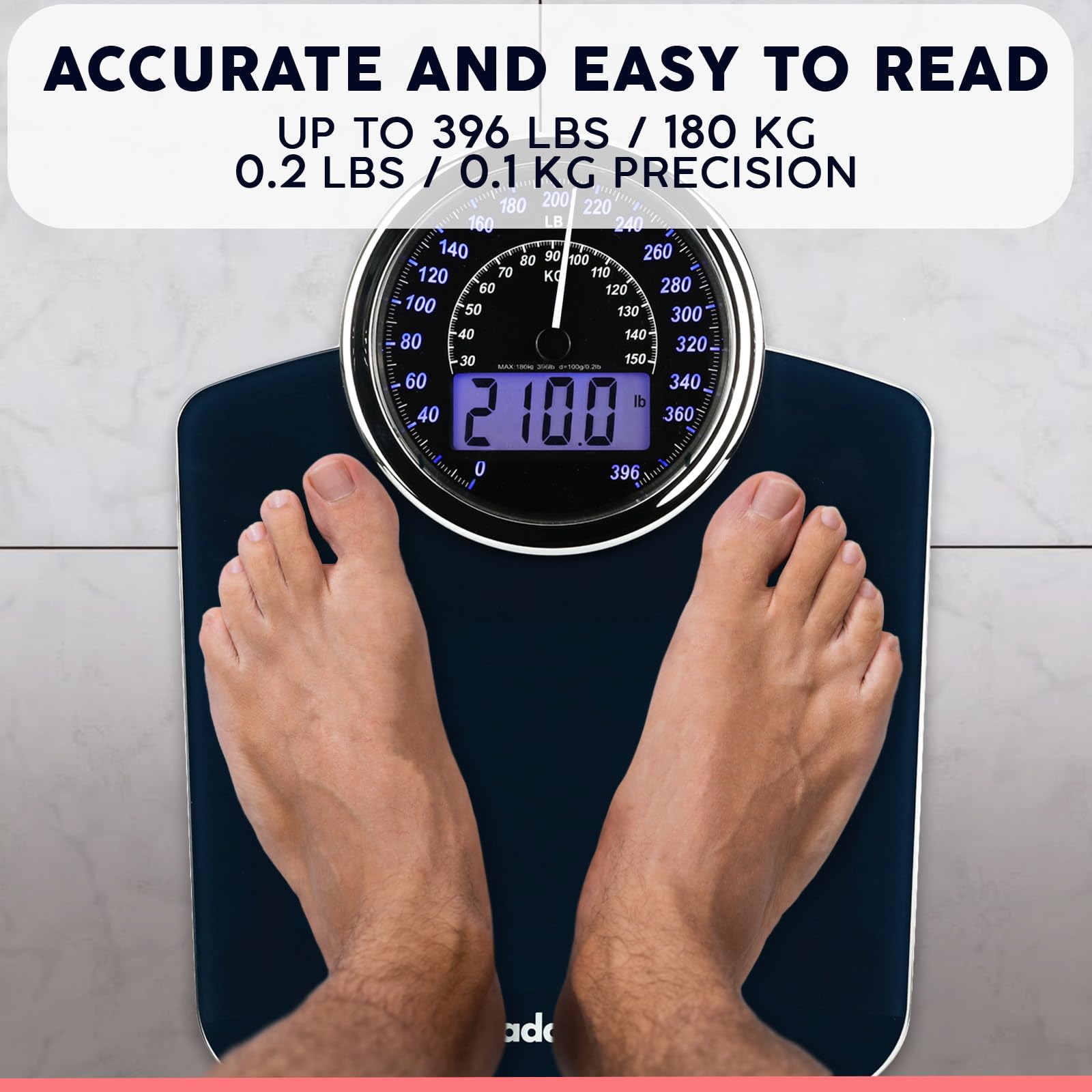 Adamson Bathroom Scale | Analog & Digital Display

