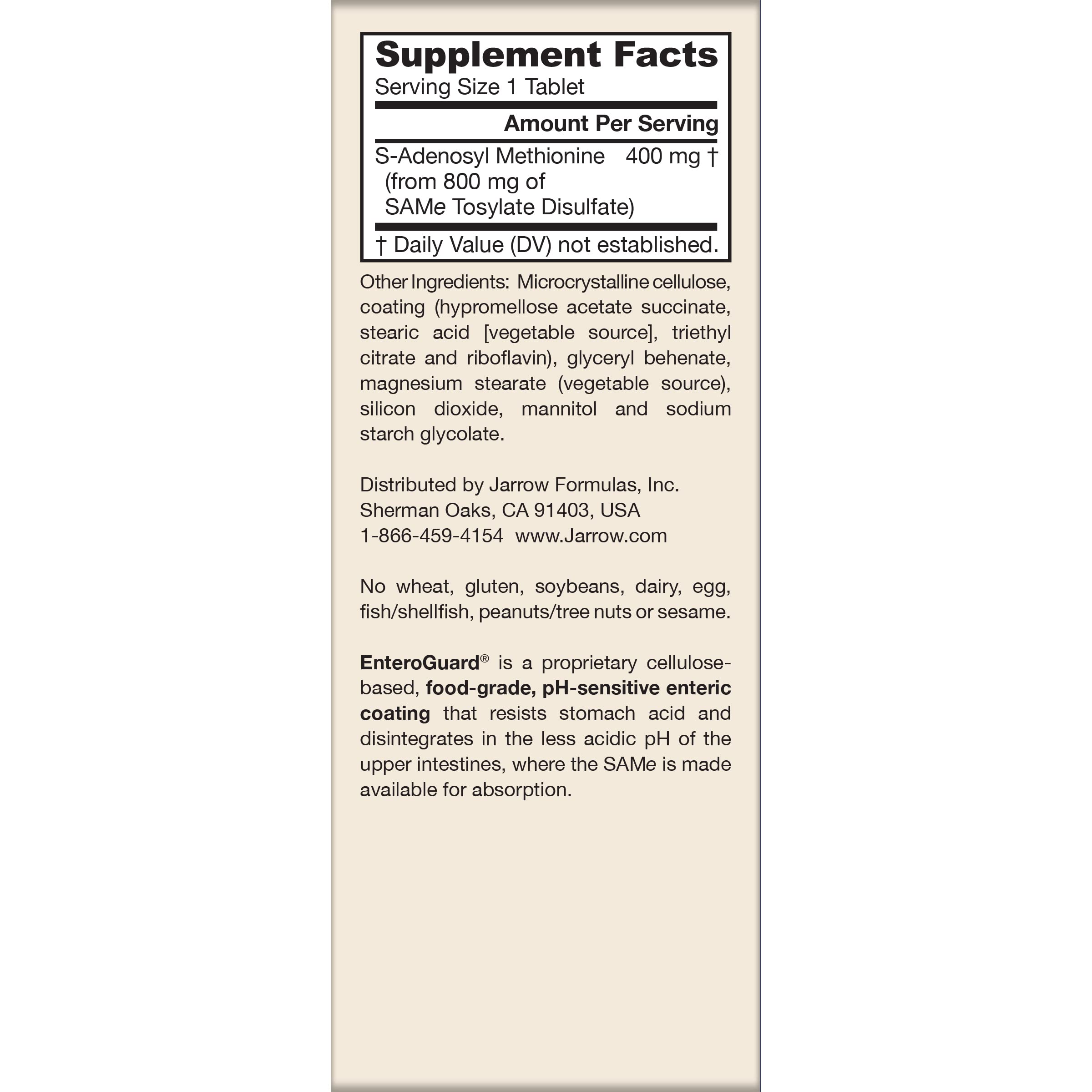 Jarrow SAM-e 400 mg Supplement for Joint Health & Mood

