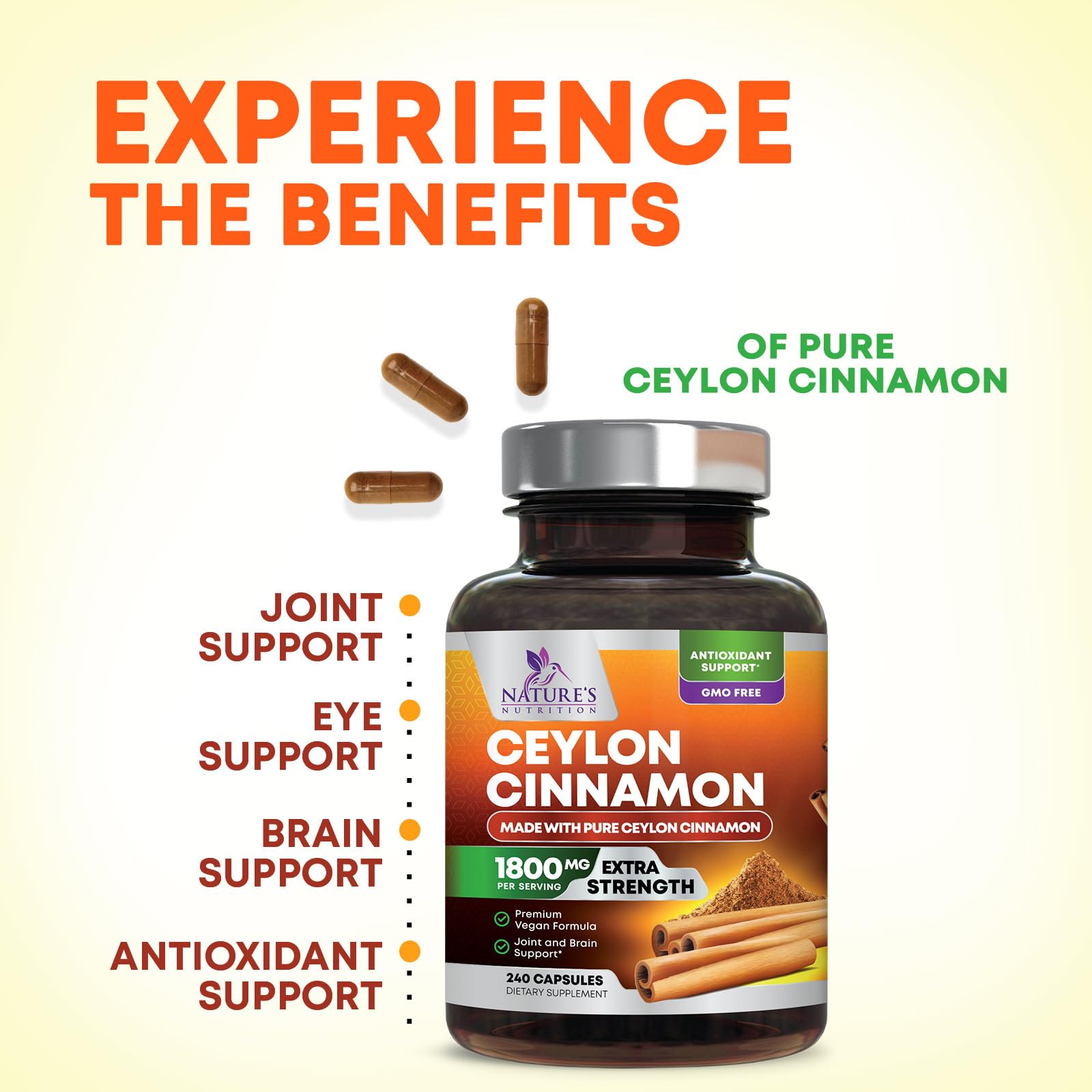 Organic Ceylon Cinnamon Capsules Extra Strength 1800mg

