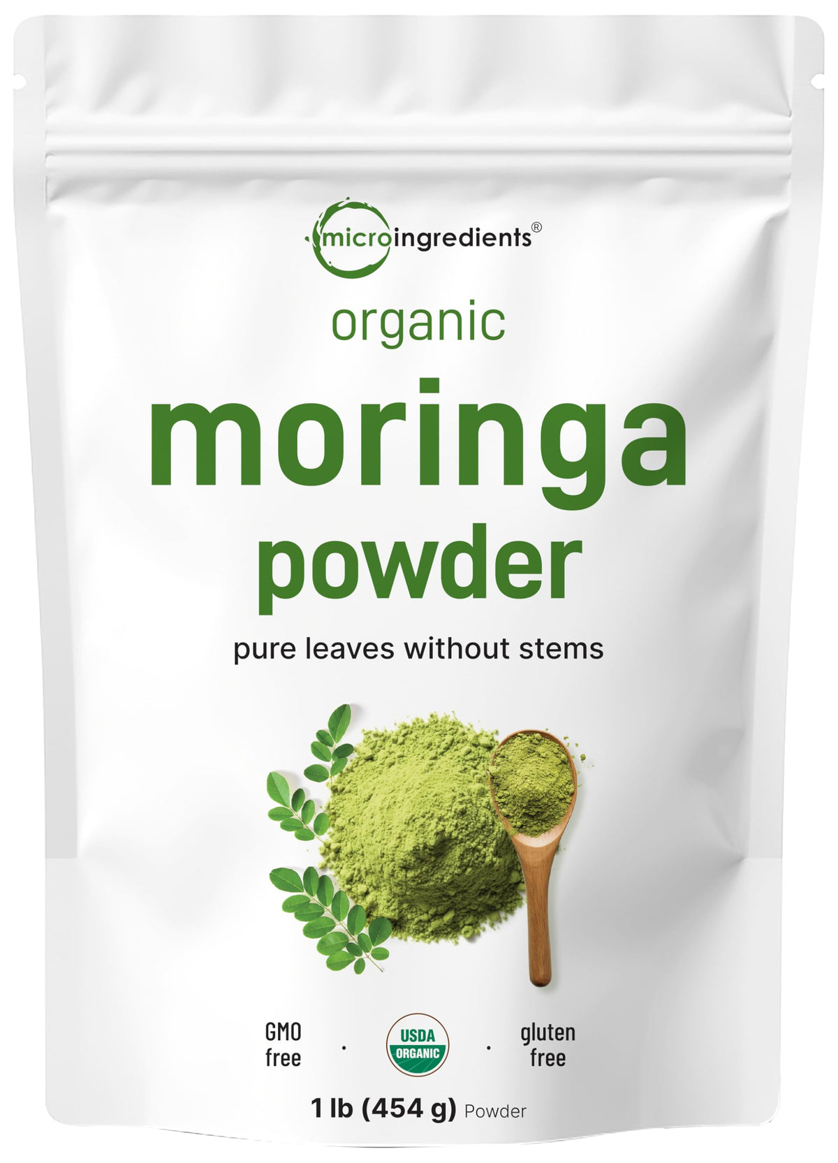 Micro Ingredients Organic Moringa Leaf Powder - USDA Organic, India Grown, Vegan
