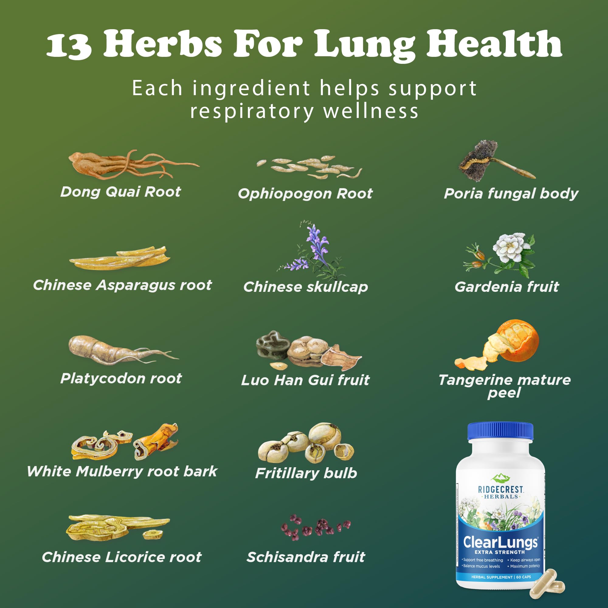 RidgeCrest ClearLungs Extra Strength Daily Lung Support

