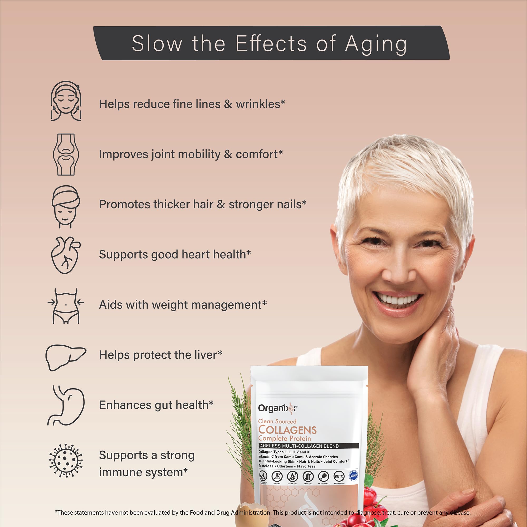 Organixx Clean Sourced Collagen Peptides with Vitamin C

