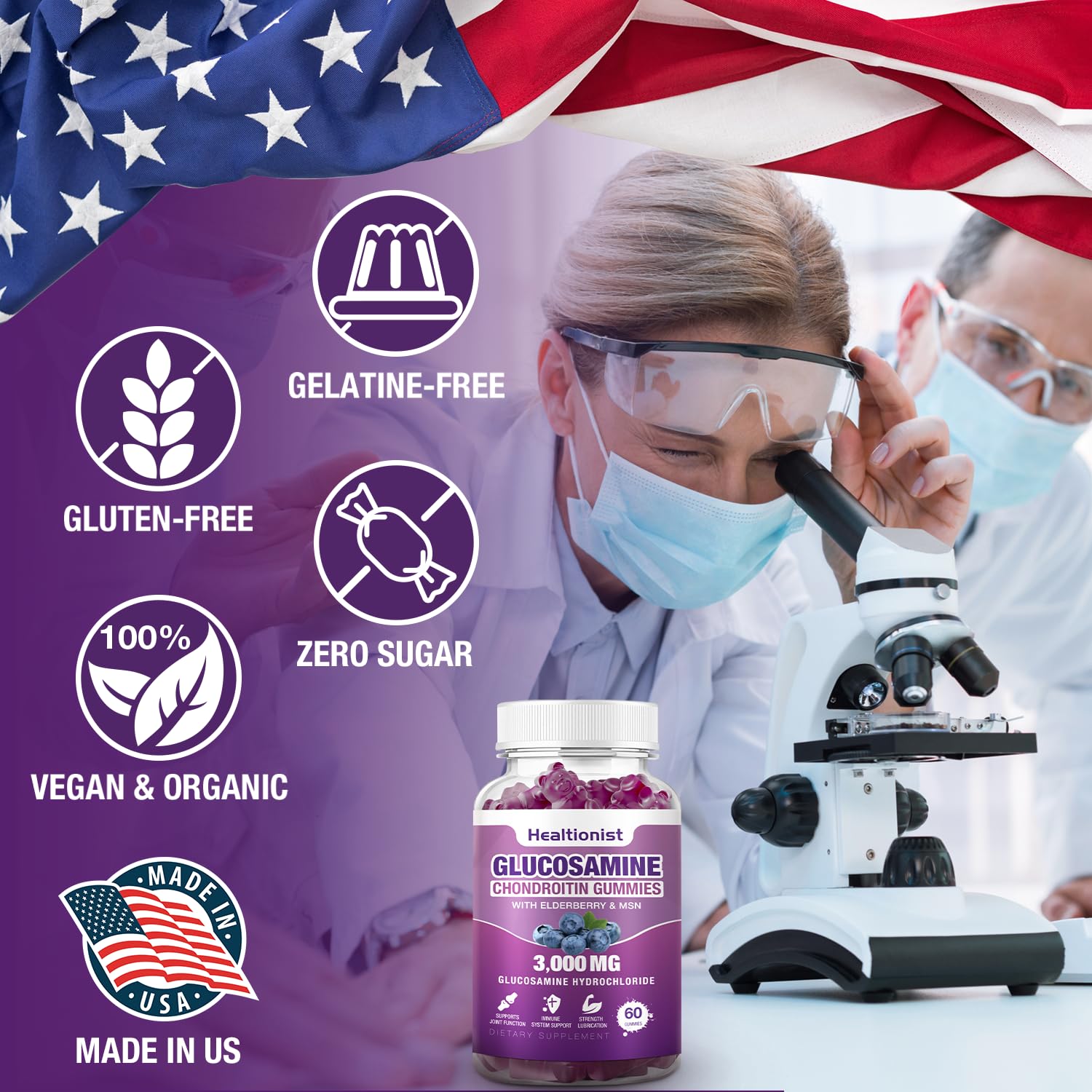Healtionist Glucosamine Chondroitin Gummies Joint Support


