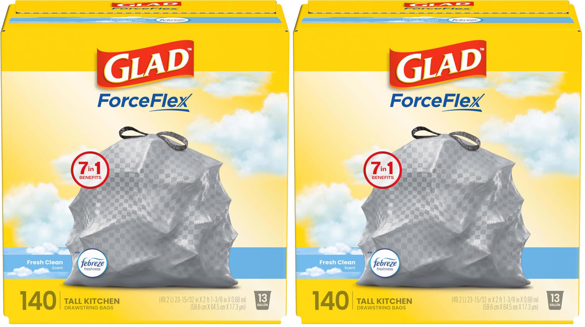 Glad ForceFlex Tall Kitchen Trash Bags 13 Gallon Fresh Clean