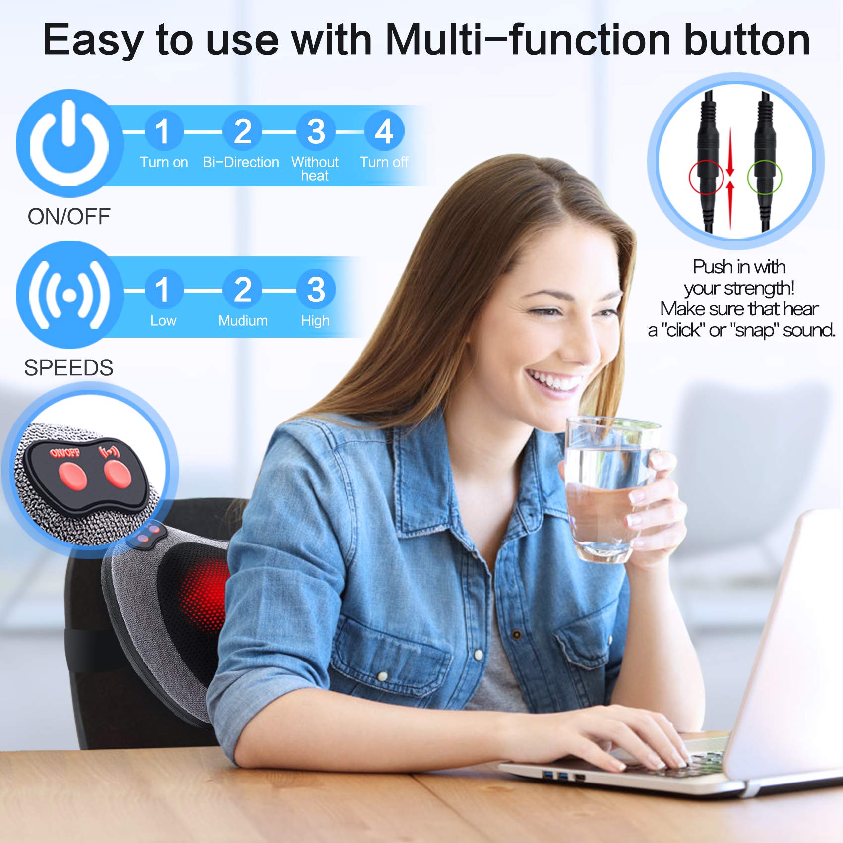 Papillon Back Massager with Heat - Shiatsu Pillow

